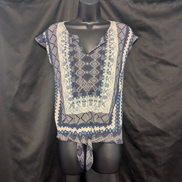 Lucky Brand Blue and cream sleeveless boxy top- XS - Picture 2 of 6